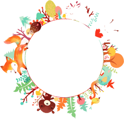 Autumn Fall Leaves Flowers Wreath Frame - Animal Wreath Png