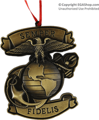 Download Metal Ornament With Eagle Globe And Anchor - Medal Png