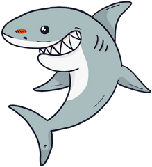 Cute Shark Fin Tail Tooth Flat - Cute Cartoon Shark Transparent Background Png