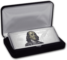 2019 100 Dollar Bill 4 Oz999 Silver Colorized Gift Box Coa 14888 - United States Bill Png