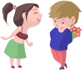 Boy Girl Bouquet Kiss Flat - Transparent Png U0026 Svg Vector File Boy And Girl Vector Png