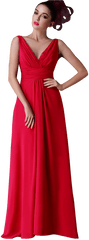 New V - Neck Chiffon Party Prom Dress Gown Png