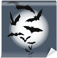 Halloween Background - Flying Bats In Full Moon Wall Mural U2022 Pixers We Live To Change Halloween Flying Bats Background Png