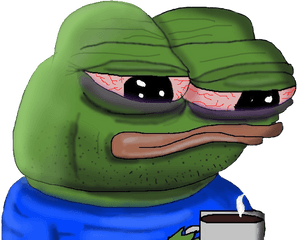 Pepe Coffee Emoji - Tired Pepe Png