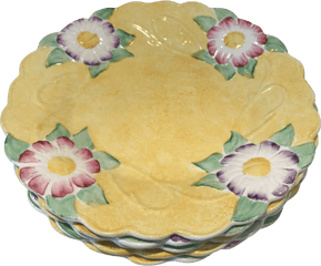Antique 1920u0027s James Kent Ltd Art Nouveau Majolica Yellow Flower Plates - Set Of 5 Sunflower Png