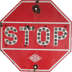 Vintage 1950u0027s Porcelain Stop Sign With Marble Reflectors - Stop Sign Png