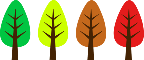 Set Of Cute Miniature Autumn Trees - Cute Trees Clip Art Png