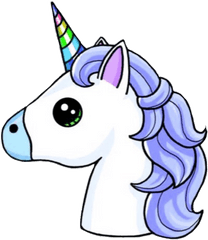 Unicorn Head Unicornhead Blue Rainbow - Unicorn Face Drawing Png