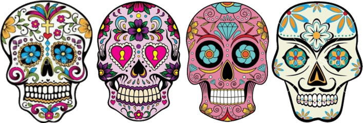 Sugar Skulls The Day Of Dead - Calavera Mexicana Punto De Cruz Png