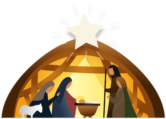 Christmas Crib Modern Png - Printable Silhouette Nativity Scene