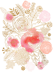 Flower Watercolor Painting Floral Design Pink - Rose Gold Floral Watercolour Background Png