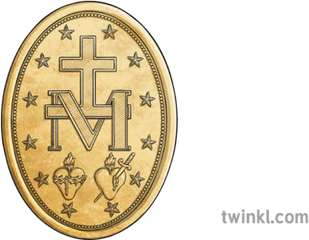 Miraculous Medal Back Mary Catholicism Communion Confession - Back Of Miraculous Medal Png