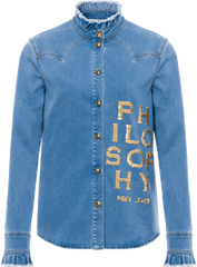 Chambray Shirt With Gold Logo - Jacket Png