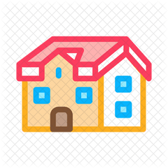 House Roof Icon Of Colored Outline - Illustration Png