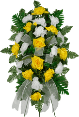 Yellow U0026 White Artificial Sympathy Spray Blessings Flower Shop - Flower Bouquet Png