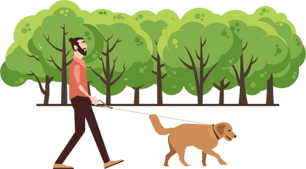 People Walk Png - Walking Dog In Park Clipart