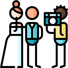 Line And Color Photographer Wedding Couple Icon - Wedding Icons Png