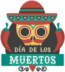 Dead Skull With Sombrero Logo - Dia De Los Muertos IlustraciÃ³n Vectorial Sombrero Png