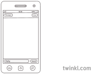 Cell Phone Screen Mobile Chat App Blank Ks2 Black And White - Camera Phone Png
