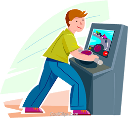 Boy Playing A Video Game Royalty Free - Clipart People Playing Arcade Game Png