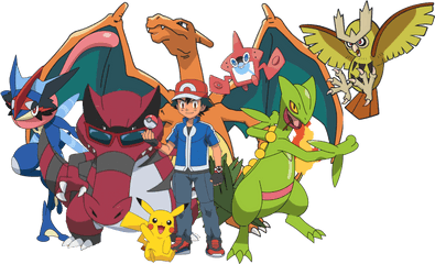 Pokemon Ash Team Png - Ash And Pokemon Png