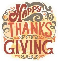 Font Text Logo For Happy Thanksgiving - Poster Png