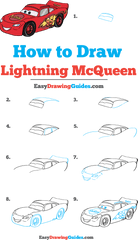 How To Draw Lightning Mcqueen Easy - Draw Lightning Mcqueen Step By Step Png