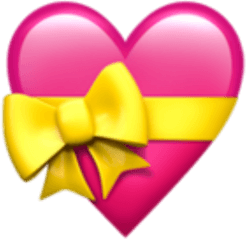 Yellow Bow Png - Pink Yellow Bow Heart Emoji Heart Heart With Bow Emoji