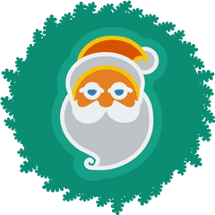 Santa Wreath Xmas Icon - Christmas Wreath Png