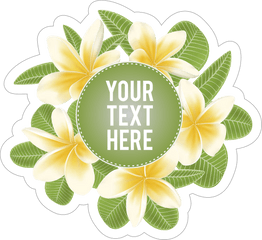 Custom Plumeria And Green Leaves Sticker - Frangipani Round Frame Png