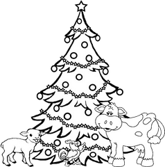 Download Xmas Animals Tree - Line Drawing Of Christmas Tree Christmas Tree Drawing Copy Png