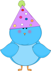 Download Hd Blue Party Hat Clip Art - Birds Birthday Clip Bird With Birthday Hat Png