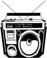 1980s Boombox Clip Art - Radio Cassette Player Drawing Png
