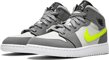 Jordan 1 Mid Gunsmoke Volt Gs - 554725072 Restocks Jordan 1 Mid Gunsmoke Volt Gs Png