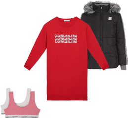 Girls Triple Logo Sweatshirt Dress - Sweater Png