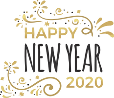 New Year Text Font Line For Happy 2020 Wishes - Free PNG