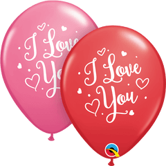 11 Latex Red And Rose I Love You Hearts Script 50 Count - Balloon Png