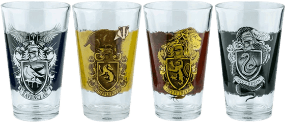 Harry Potter - Hogwarts Houses 4piece Glass Tumblers Harry Potter Shot Glasses Png