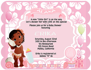 Baby Moana Shower Invitation - Baby Shower Moana Png