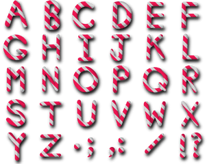 Candy Cane Alphabet 1 By Greypiffle - Candy Cane Alphabet Letters Png