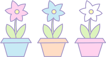 Library Three Cute Flowers - Cute Flower Pot Clipart Png