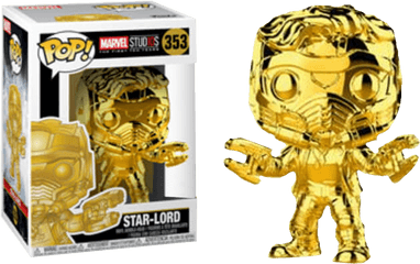 Marvel Funko Pop Star - Lord Gold Chrome 353 Star Lord Chrome Funko Png