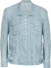 Chit - Chat Pale Blue Damask Shirt Jacket Leather Jacket Png