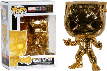 Download Marvel Studios 10 Years Pop - Black Panther Gold Chrome Pop Png