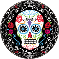 Day Of The Dead Party Plates Clipart - Calabazas Pintadas De Halloween Catrina Png