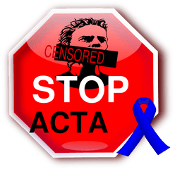 Public Domain Clip Art Image Stop Acta With Blue Ribbon - Stop Sanitize Your Hands Sign Png