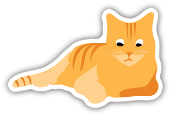 Orange Cat Sticker - Asian Png