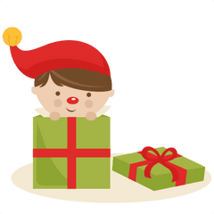 Png Transparent Cute Elves - Elf With Present Clipart