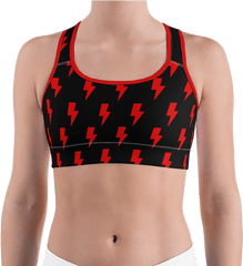 Red U0026 Black Lightning Bolts Sports Bra - Sports Bra Png