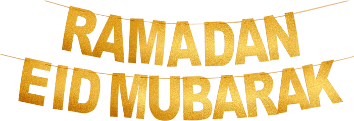 Gold Glitter Banners Ramadan Mubarak And Eid - Poster Png